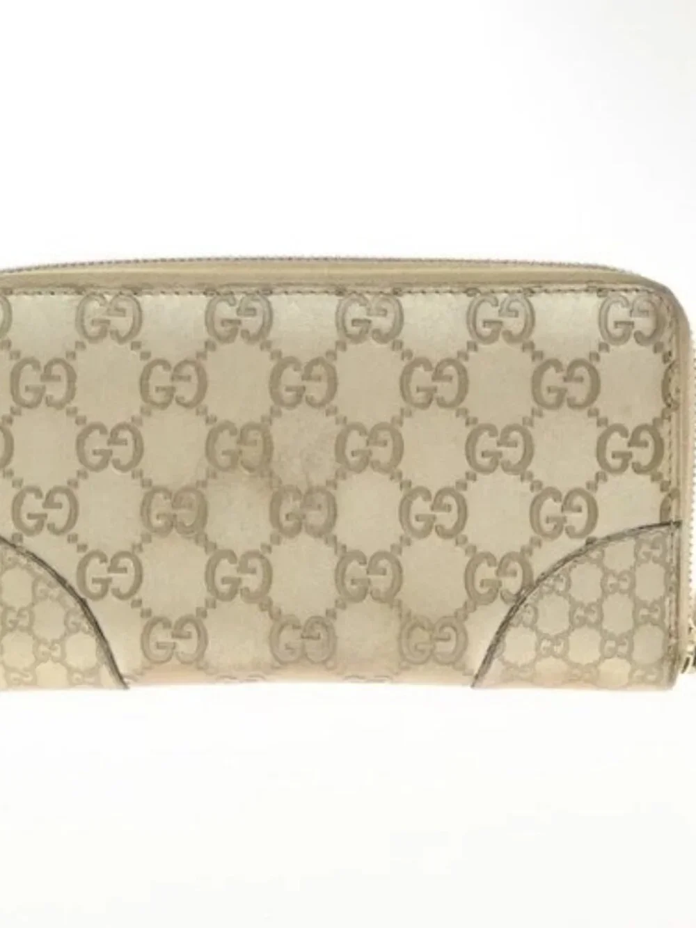 GUCCI Logo Guccissima GG Pattern Long Zipper Wallet Leather Beige GHW 09KP533 - Picture 3 of 14